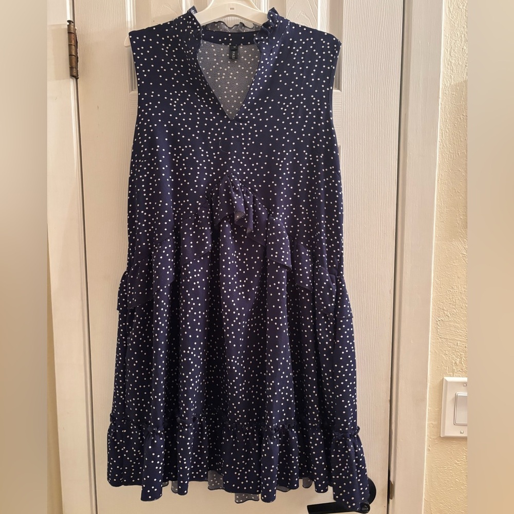 Dark Blue Mini Dress with PolkaDots